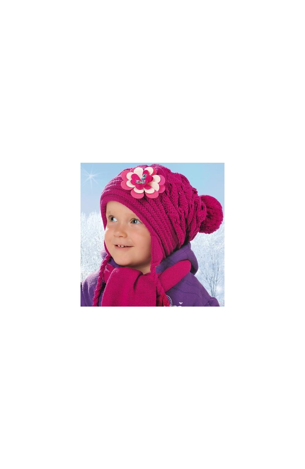Set caciula si fular pentru fete 1,5-5 ani – AJS 26-265 magenta, corai, alb, rosu 15-5 imagine noua 2022