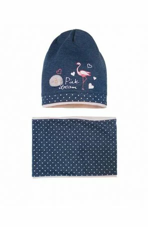 Set caciula si fular pentru fete 2-12 ani - AJS 38-058 jeans