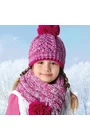 Set caciula si fular pentru fete 5-12 ani - AJS 26-286 magenta, fucsia, roz, rosu, albastru