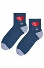 Sosete dama cu model inimioare - Steven S099-495D jeans melange-gri