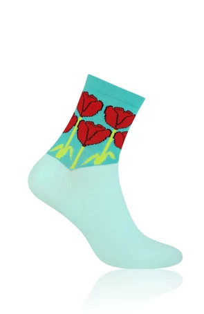 Sosete dama, model Tulips - More S078034 turcoaz