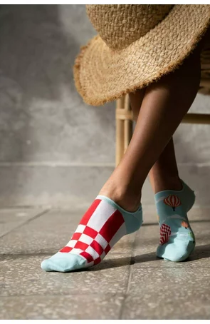 Talpici dama - Sosete dama - din bumbac, cu model asimetric - Happy socks - More S005-009 Balloons