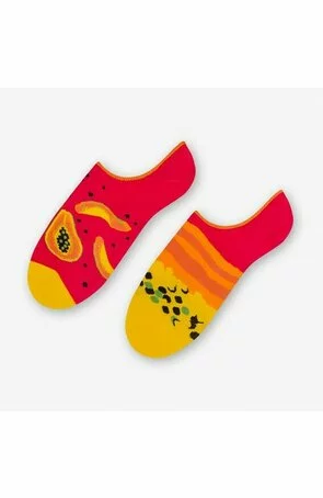 Talpici dama - Sosete dama - din bumbac, cu model asimetric - Happy socks - More S005-002 Papayas