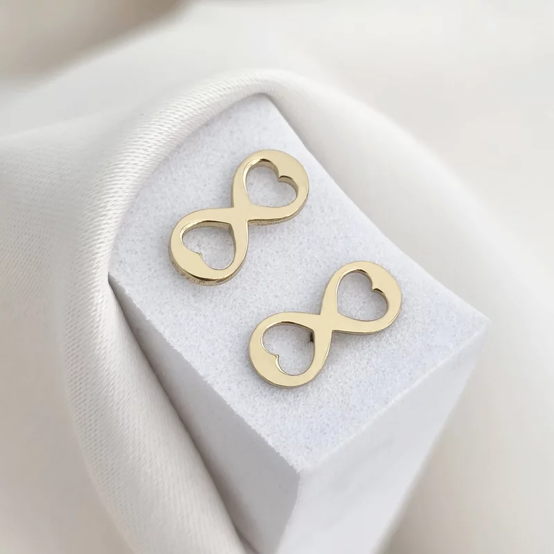 925-ös Ezüst Fülbevaló 18K Sárga arany bevonattal - Végtelen Kivágott Szívekből