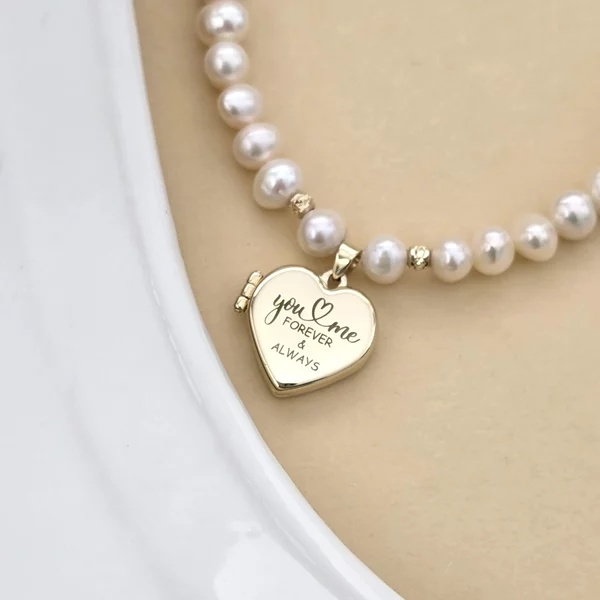 9K Gyöngysor Nyaklánc Nyitható Medállal