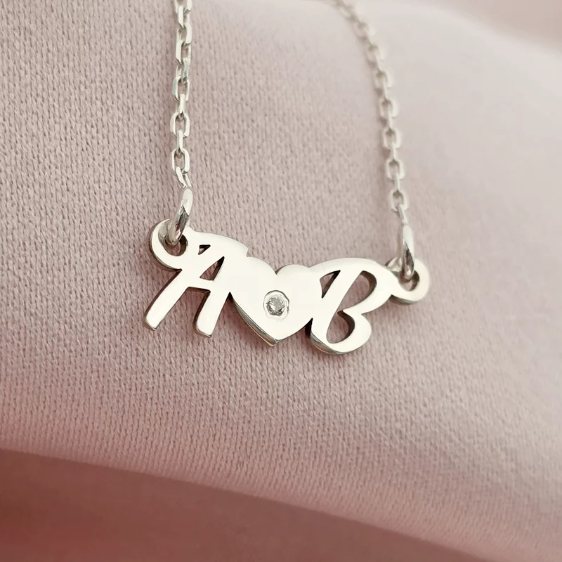 A MI Szívünk Nyaklánc Természetes Gyémánttal - 925 Sterling Ezüst - Körkapocs