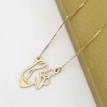 Anya Szívében Nyaklánc - Anya és Kisbabája Kezdőbetűvel - 18K Sárga Aranyozott 925 Sterling Ezüst - Körkapocs