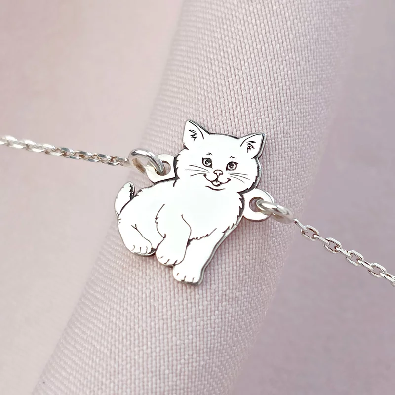 Ezüst Bolyhos Cica Karkötő lánccal