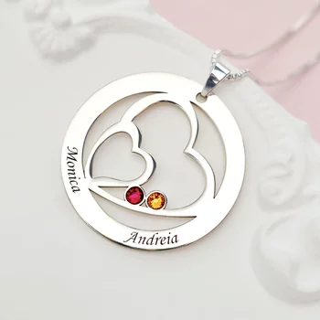 Családi Egyesülés - 2 Név -  925 Sterling Ezüst  Swarovski Kristály - Körkapocs