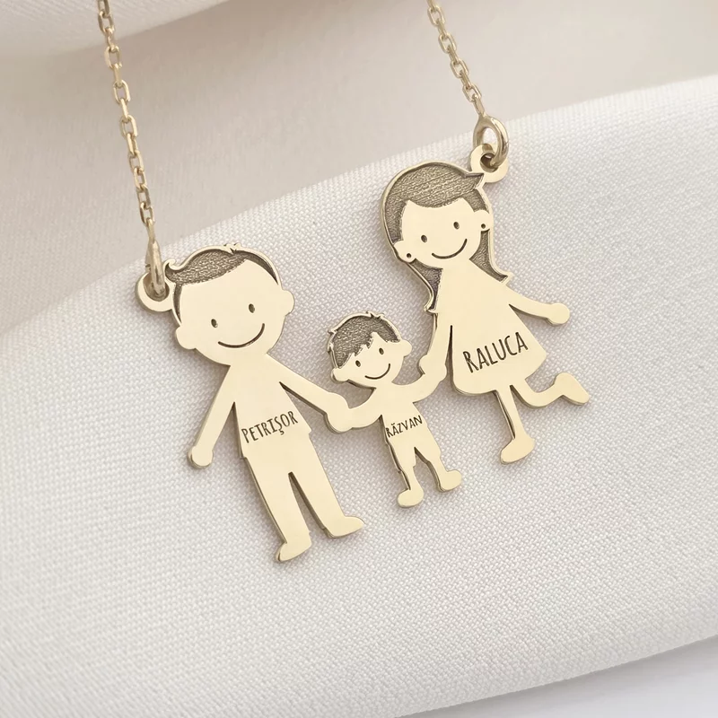 Családi lánc - 3 tag - Ezüst 925 18K arannyal bevonva