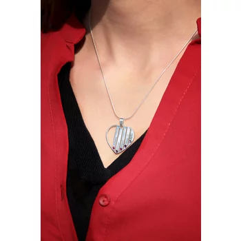 Családi Szív Nyaklánc - 2 Név - 925 Sterling Ezüst  Swarovski Kristály - Körkapocs