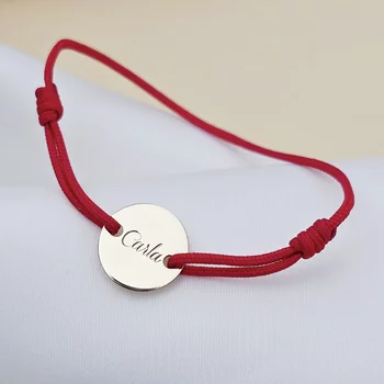 9K Arany Érme Karkötő - Név/Dátum/Üzenet/Szimbólum gravírozás - állítható zsinórral