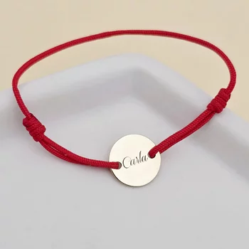 9K Arany Érme Karkötő - Név/Dátum/Üzenet/Szimbólum gravírozás - állítható zsinórral