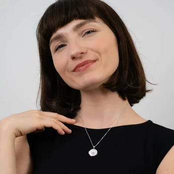 Ezüst Fényképes Nyaklánc Rózsaszín Cirkóniákkal