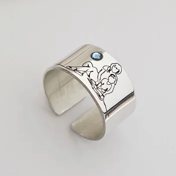 Ezüst Anya-Fia Széles Állítható Gyűrű Swarovski kristállyal
