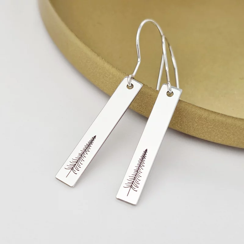 Ezüst Fenyő Lemez Fülbevaló