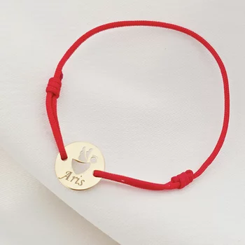 Ezüst karkötő 18K Sárgaarany bevonattal, állítható zsinórral - Szárnyas Őrangyal