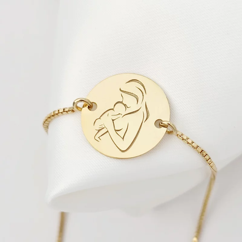 Ezüst Karkötő csúszólánccal - Újdonsült Édesanya - 925-ös Ezüst 18K Sárgaarany bevonattal