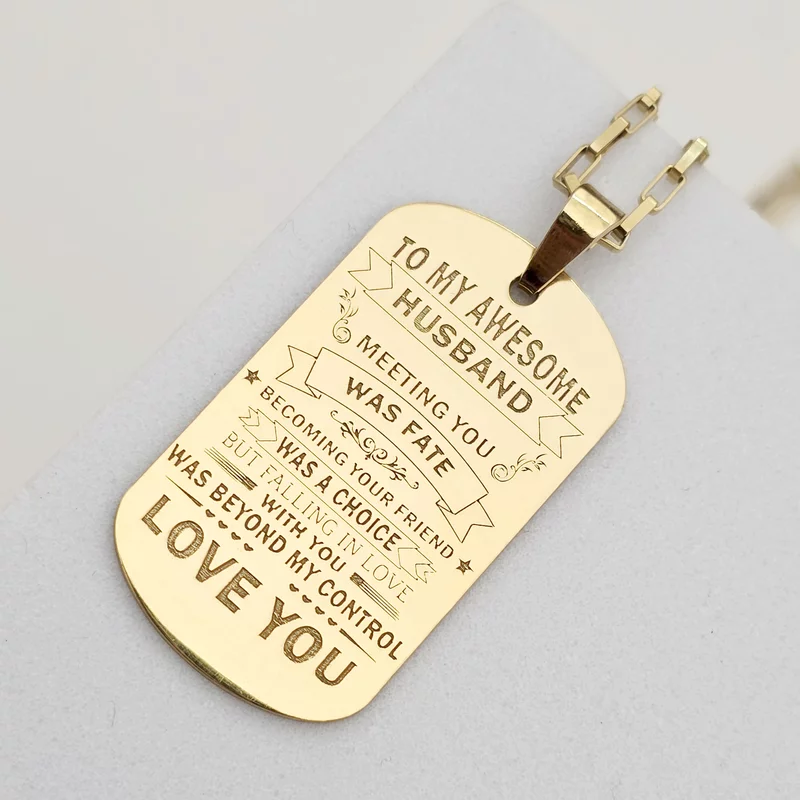 Ezüst Nyaklánc 18K Sárgaarany bevonattal - Katonai modell - Legjobb Férj