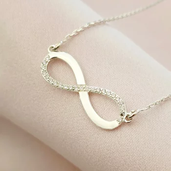 Ezüst Nyaklánc Cirkónium kristállyal - Végtelen - 2 Névvel - 925 Sterling Ezüst