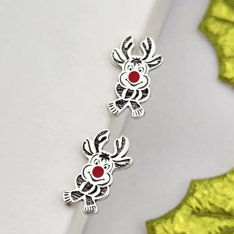 Ezüst Piros Orrú Rénszarvas Fülbevaló