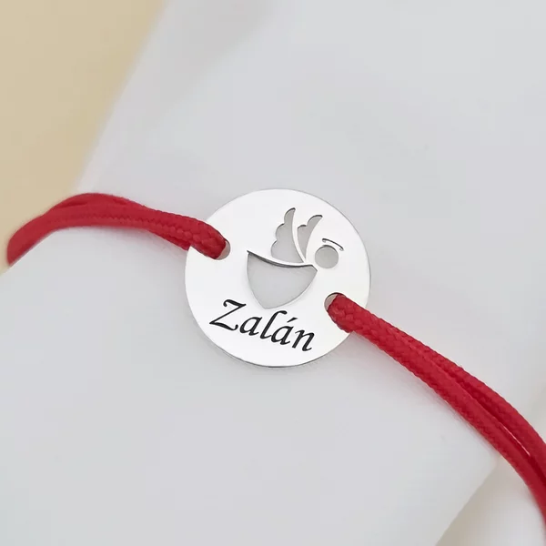 Ezüst karkötő, állítható zsinórral - Szárnyas Őrangyal