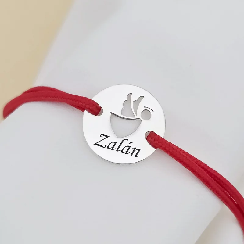 Ezüst karkötő, állítható zsinórral - Szárnyas Őrangyal