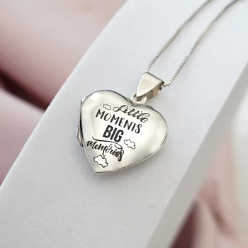 Fényképes Nyitható  Szív Nyaklánc - 925 Sterling Ezüst