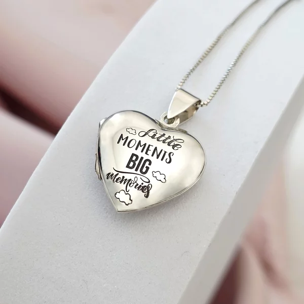 Fényképes Nyitható  Szív Nyaklánc - 925 Sterling Ezüst