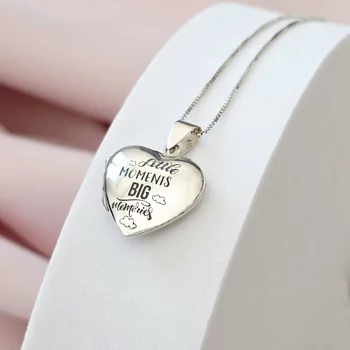 Fényképes Nyitható  Szív Nyaklánc - 925 Sterling Ezüst