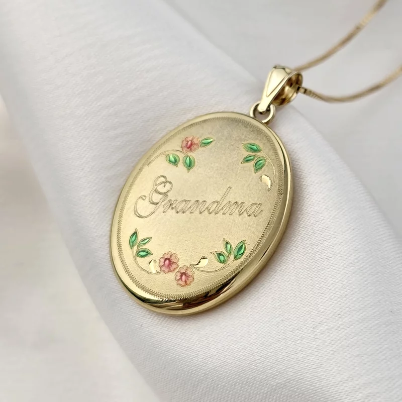 Fényképes Ovális Nyaklánc - Grandmas Garden - Ezüst 925 - 18 K Sárga Arany bevonattal