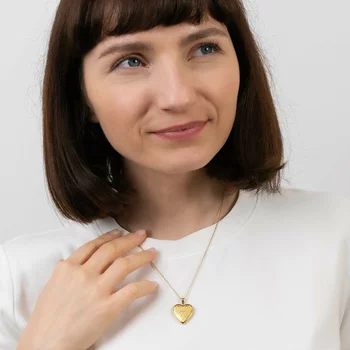 Fényképes  Szív Nyaklánc - Silver Velvet - Ezüst 925 - 18 K Sárga Arany bevonattal- Fehér Cirkónia