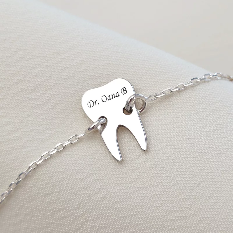 Fogász Karkötő - 925 Sterling Ezüst Fog - Lánc