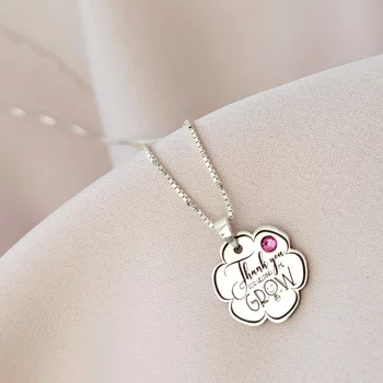 GROW Nyaklánc - Oktatók/Tanárok - Személyre Szabott Szöveggel és Swarovski Kristállyal - 925 Sterling Ezüst
