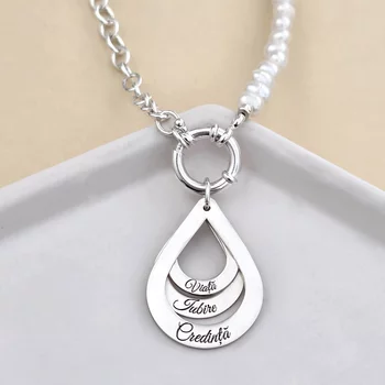 Gyöngysor Nyaklánc – Tripla Csepp Medál – Matt 925 Sterling Ezüst Ezüst