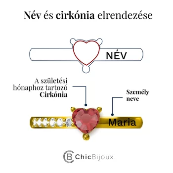 Ígéret Gyűrű – Szív alakú Cirkónia Kristály és Név – 925 Sterling Ezüst
