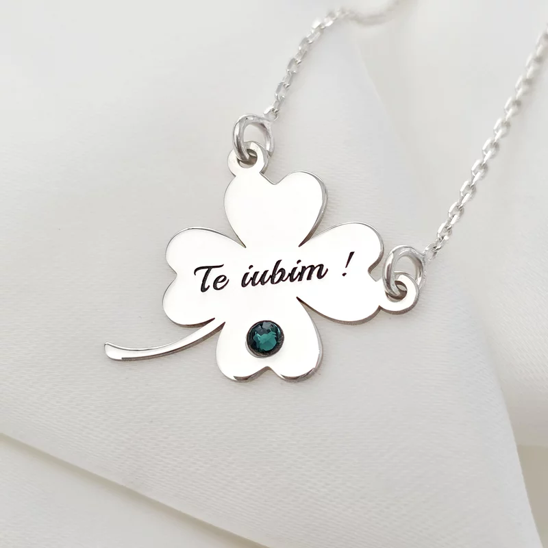 Ezüst Lóhere Nyaklánc Swarovski kristállyal