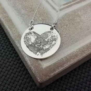 Ezüst Nyaklánc Szív Formájú Újjlenyomatokkal