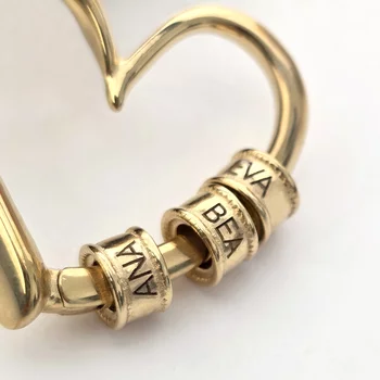 Lelki Kötelék Nyaklánc - Szív és Névvel Gravírozott Hengerek - 18K Sárga Aranyozott 925 Sterling Ezüst - Körkapocs