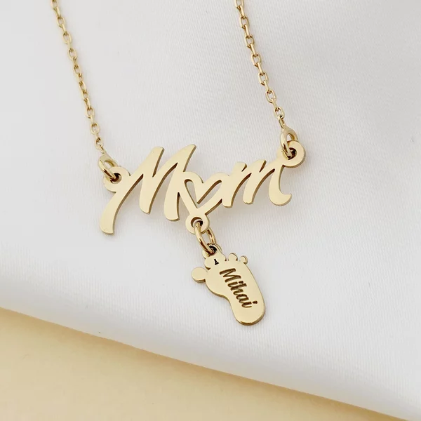 MOM Nyaklánc - 18K Sárga Aranyozott 925 Sterling Ezüst Talp - Körkapocs