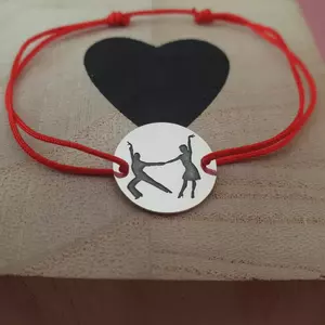 Páros Táncos Karkötő - 925 Sterling Ezüst Érme - Állítható Zsinór