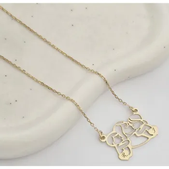 Anya Szívében Nyaklánc - Anya és Gyermekei Kezdőbetűkkel - 18K Sárga Aranyozott 925 Sterling Ezüst - Körkapocs