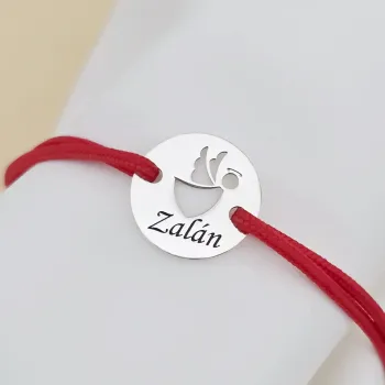 Ezüst karkötő, állítható zsinórral - Szárnyas Őrangyal