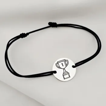 Győztes Kupa Karkötő -  925 Sterling Ezüst Érme - Állítható Zsinór
