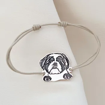 Ezüst Karkötő állítható zsinórral - ShihTzu kutya