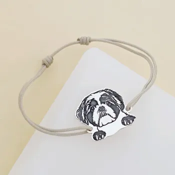 Ezüst Karkötő állítható zsinórral - ShihTzu kutya