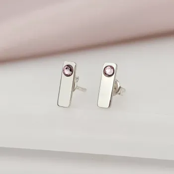Ezüst Rúd Fülbevaló Swarovski kristállyal