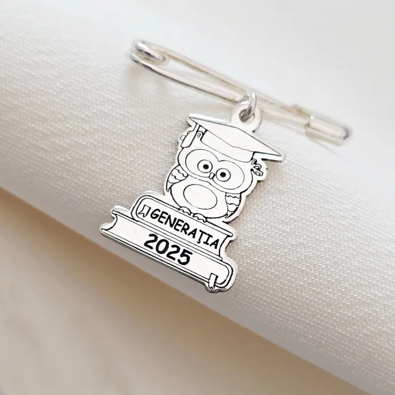 Biztostű Bross – Bagoly Talár Könyvek –  925 Sterling Ezüst