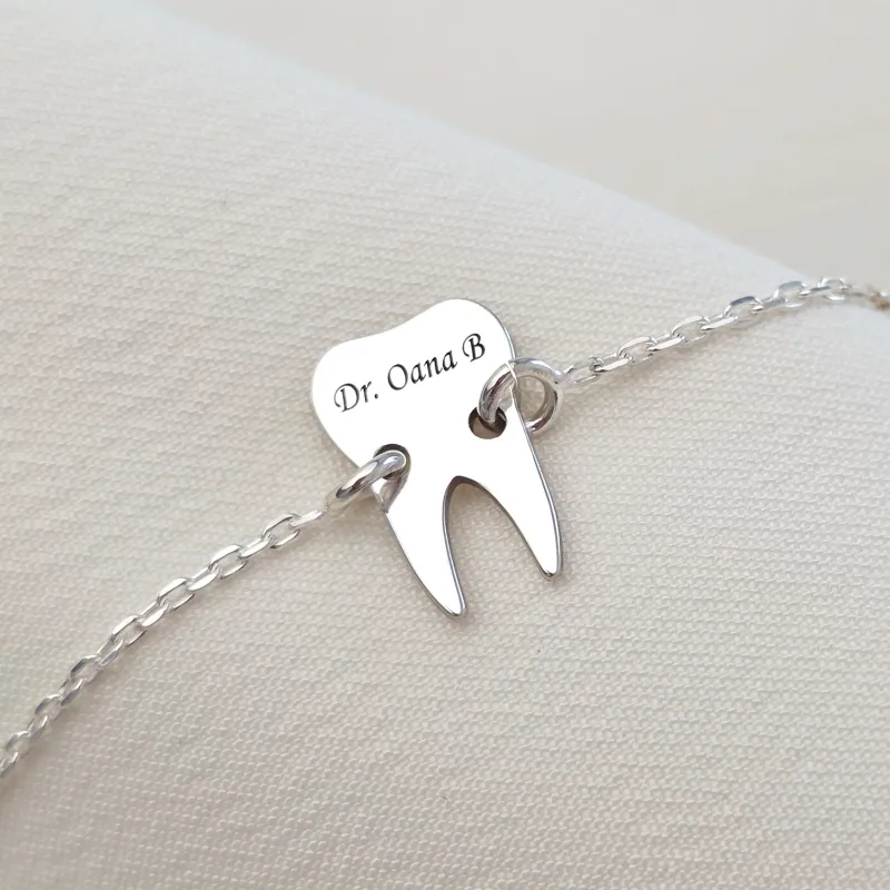 Fogász Karkötő - 925 Sterling Ezüst Fog - Lánc
