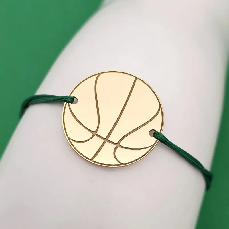 Kosárlabda Karkötő - 18K Sárga Aranyozott 925 Sterling Ezüst - Állítható Zsinór